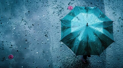 storm standing in rain with umbrella