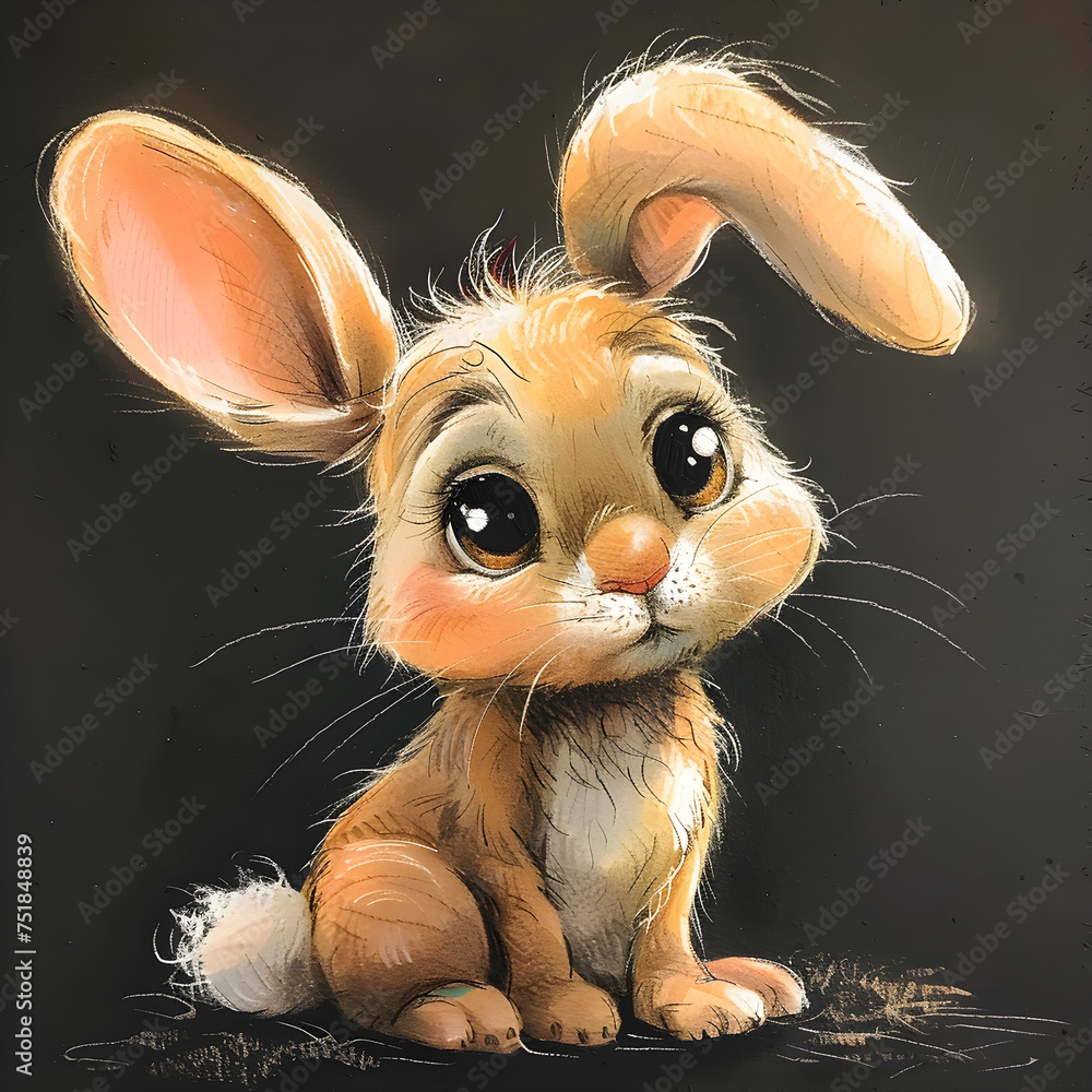 Wall mural extremely cute sad bunny rabbit