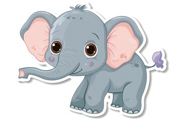 Fototapeta premium Adorable baby elephant illustration with big blue eyes and oversized ears