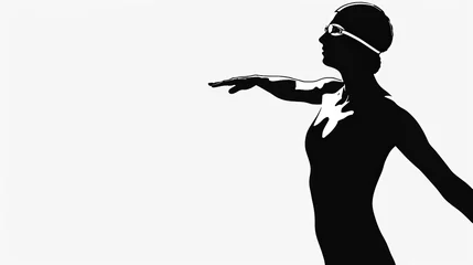 Foto op Plexiglas Full body clipart, side view silhouette woman freestyle stroke arm straight in front. Wearing a swim cap. show entire body © Zahid