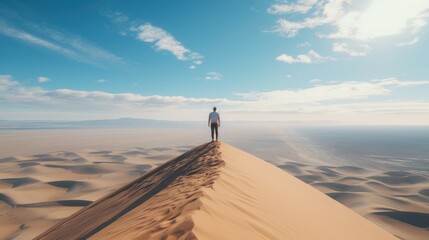 person standing on top of a sand dune - Powered by Adobe