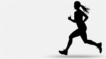 Fototapeta na wymiar silhouette of a female runner, cartoon, vector, white background