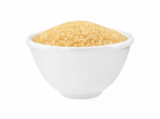 Brown sugar in bowl isolated on white
