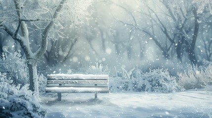 cold snowy bench
