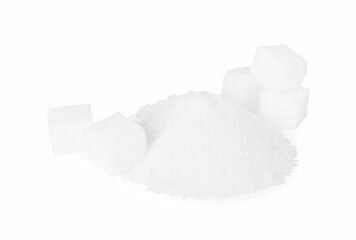 Different types of sugar isolated on white