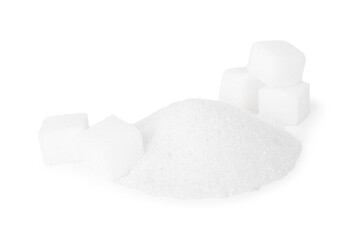 Different types of sugar isolated on white