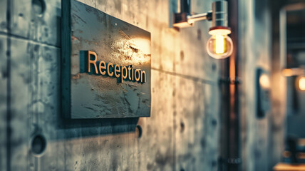 Signboard with the word - reception