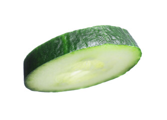Slice of fresh cucumber isolated on white