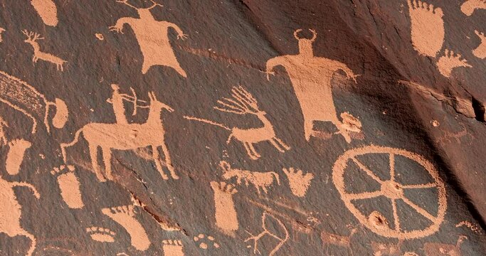 Newspaper Rock carved rock historical monument with a large collection of petroglyphs Utah USA