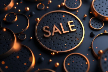 Fototapeta premium Text sale for banner, copy space, background, greeting card, poster, super gold big promo coupon discount, present gift, price, marketing.