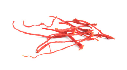 Stigmas of aromatic saffron isolated on white