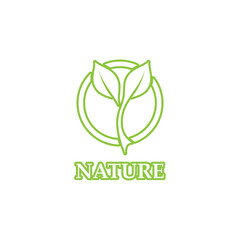 green  leaf  outline ecology nature element logo