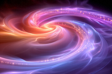 Abstract Cosmic Swirl of Light and Color in Deep Space