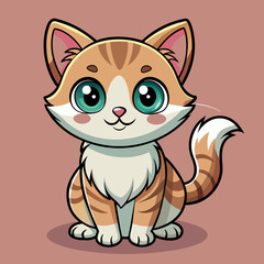 Cute Kitten Vector Art Illustration 