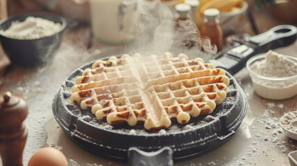Fresh homemade waffles