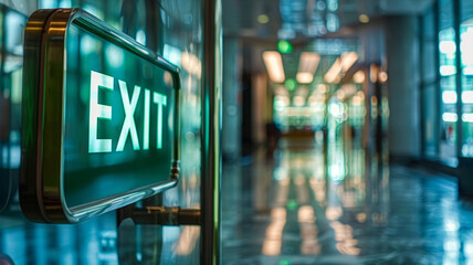 Emergency exit sign - obrazy, fototapety, plakaty