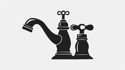 Faucet vector icon, depicted in black and isolated on a white background, suitable for graphic and web design purposes