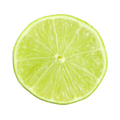 Slice of fresh green ripe lime isolated on white