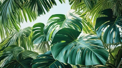 palm tropic leaves background