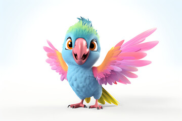  Animated Colorful Parrot Spreading Wings