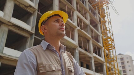 Architect caucasian man working with colleagues mixed race in the construction site. Architecture engineering at workplace.