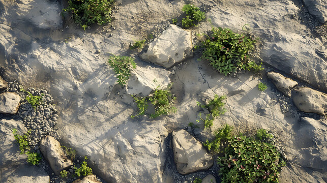 Aerial View of Rocks Covered in Plants