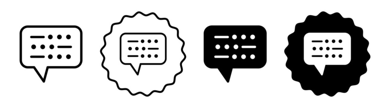 Morse code set in black and white color. Morse code simple flat icon vector