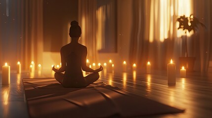 mindfulness candlelight yoga - obrazy, fototapety, plakaty
