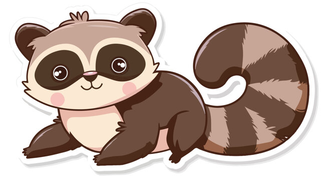 cartoon sticker of a kawaii cute racoon