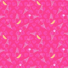 Cartoon ice cream seamless summer print crystal pattern for wrapping paper and fabrics and kids party accessories