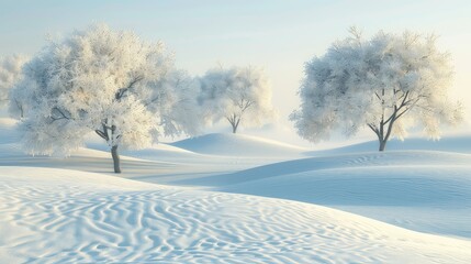 trees snowy hill landscape