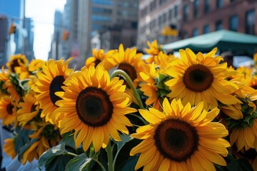 Urban Bloom: Sunflower Elegance, AI Generative
