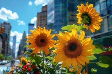 Urban Delight: Sunflower Abstraction, AI Generative

