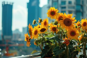 Sunflower Spectacle: Urban Aesthetics, AI Generative
