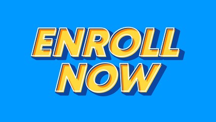 Enroll Now banner in 3D style on blue background.