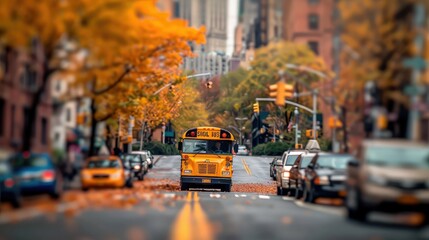 Obraz premium transportati school bus on road