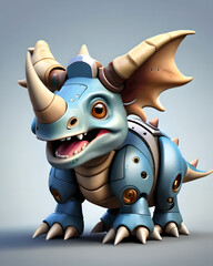 Happy Cartoon Triceratops Cyborg 