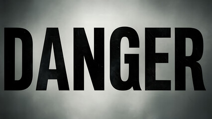 bold, black text reading “DANGER” against a misty grey background, conveying a strong warning or alert