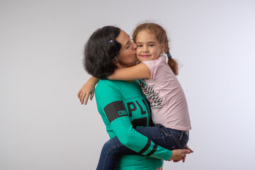 mother and daughter studio portrait happy family 1