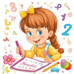 Kid Girl Solving Numbers