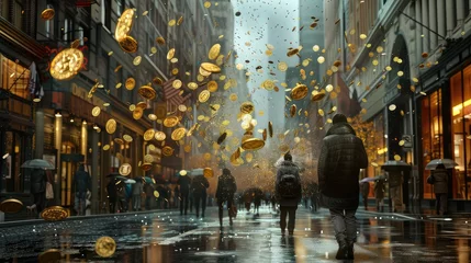 Fotobehang treasure raining coins © vectorwin