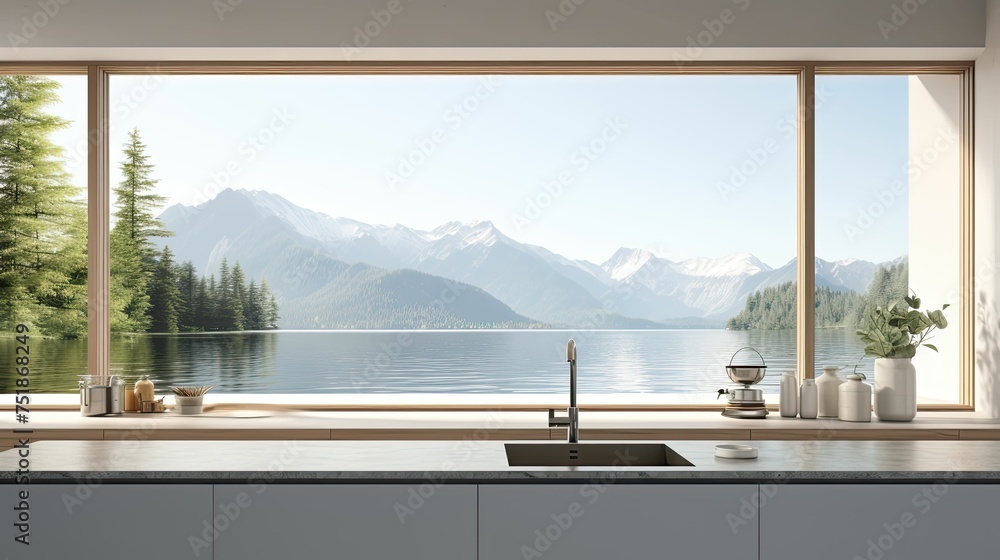 Poster design window kitchen background