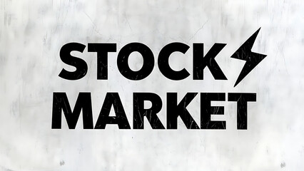 bold, black text that reads “STOCK MARKET”, with striking lightning bolt symbolizing power and energy