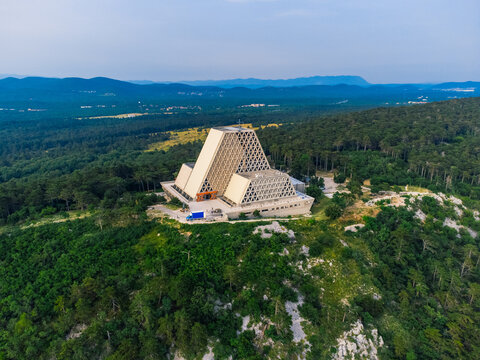 Santuario di Monte Grisa Church from above. Trieste, Italy