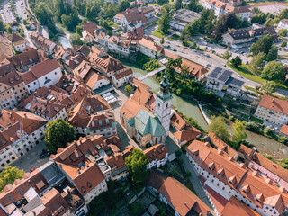 Fototapeta na wymiar Aerial View of Skofja Loka Old Medieval Town, Slovenia