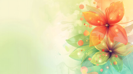 colorful floral on a bright background with copy space