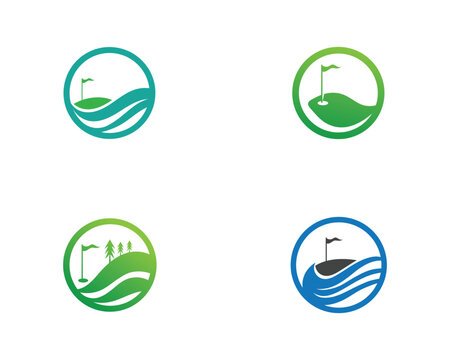 Golf club icons symbols elements and logo vector images