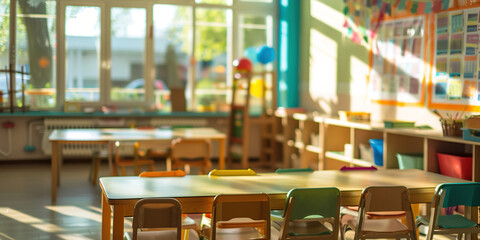 Empty kindergarten classroom in the morning