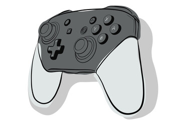 Video game controller, handmade illustration of a video game controller, handmade drawing.