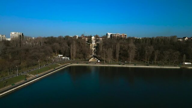 Aerial view of Valea Morilor Lake, Chisinau